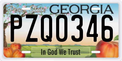 GA license plate PZQ0346