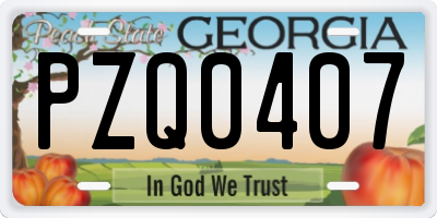 GA license plate PZQ0407