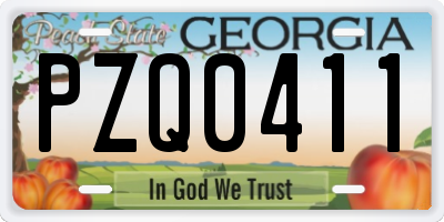 GA license plate PZQ0411