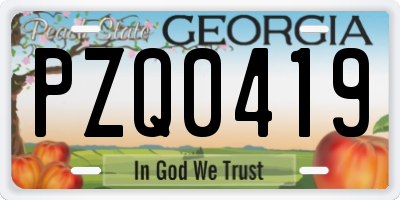 GA license plate PZQ0419