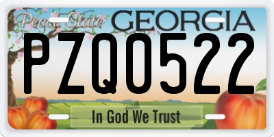 GA license plate PZQ0522