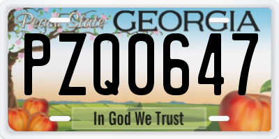 GA license plate PZQ0647