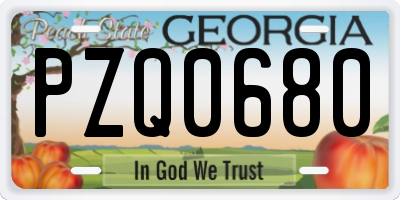 GA license plate PZQ0680