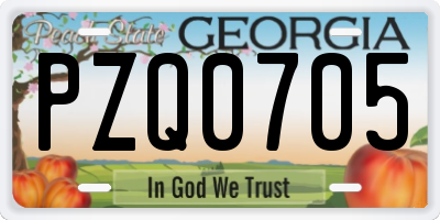 GA license plate PZQ0705