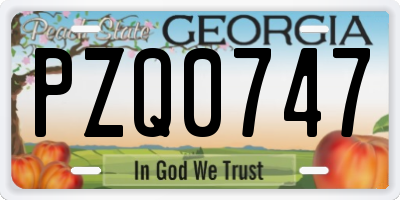 GA license plate PZQ0747