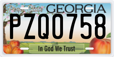 GA license plate PZQ0758