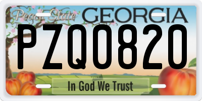 GA license plate PZQ0820