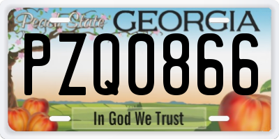 GA license plate PZQ0866