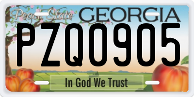 GA license plate PZQ0905