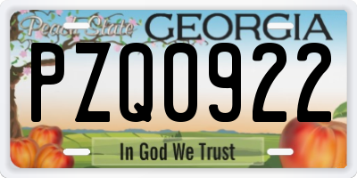 GA license plate PZQ0922
