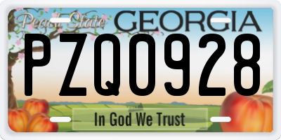 GA license plate PZQ0928