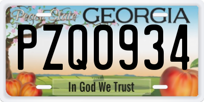 GA license plate PZQ0934