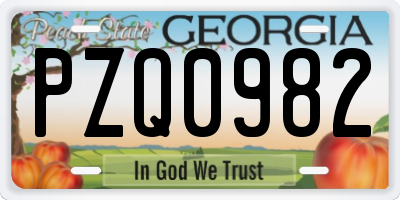 GA license plate PZQ0982
