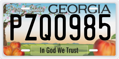 GA license plate PZQ0985