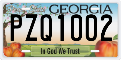 GA license plate PZQ1002