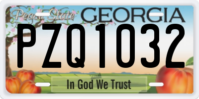 GA license plate PZQ1032