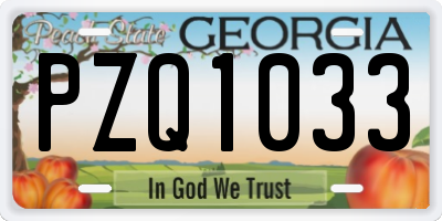 GA license plate PZQ1033