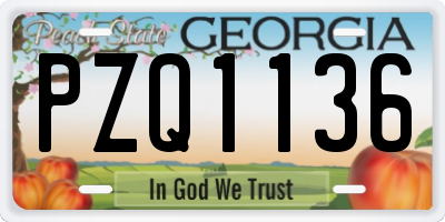 GA license plate PZQ1136