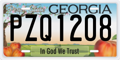 GA license plate PZQ1208