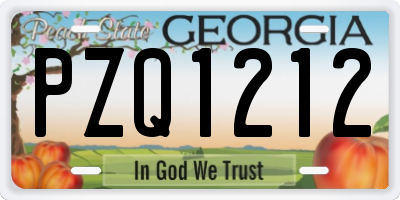 GA license plate PZQ1212