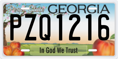 GA license plate PZQ1216
