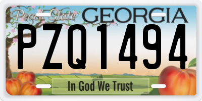 GA license plate PZQ1494