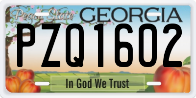 GA license plate PZQ1602