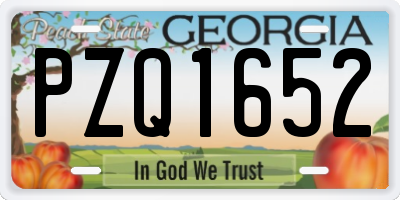 GA license plate PZQ1652