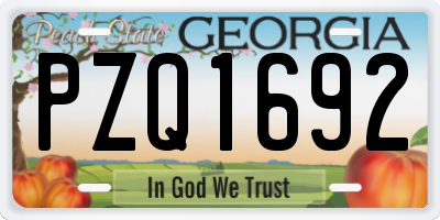 GA license plate PZQ1692