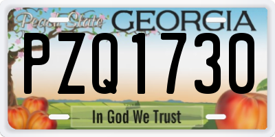 GA license plate PZQ1730