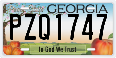 GA license plate PZQ1747