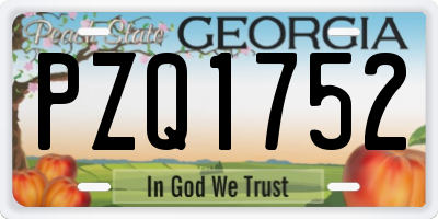 GA license plate PZQ1752