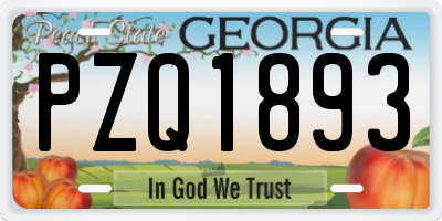 GA license plate PZQ1893