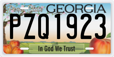 GA license plate PZQ1923