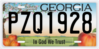 GA license plate PZQ1928