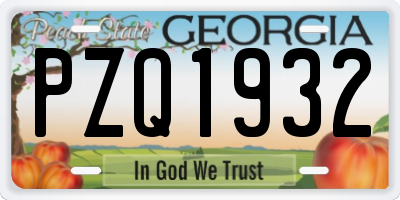 GA license plate PZQ1932