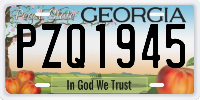 GA license plate PZQ1945