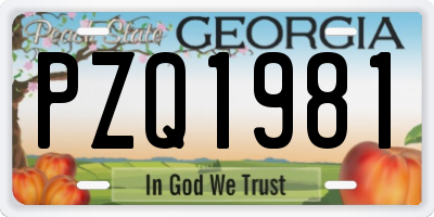 GA license plate PZQ1981