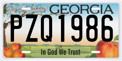 GA license plate PZQ1986
