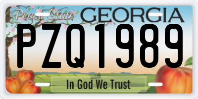 GA license plate PZQ1989