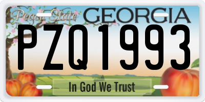 GA license plate PZQ1993