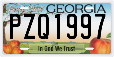 GA license plate PZQ1997