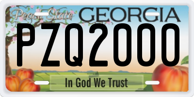 GA license plate PZQ2000