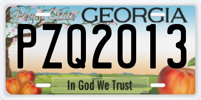 GA license plate PZQ2013