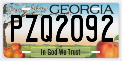 GA license plate PZQ2092