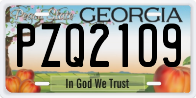 GA license plate PZQ2109