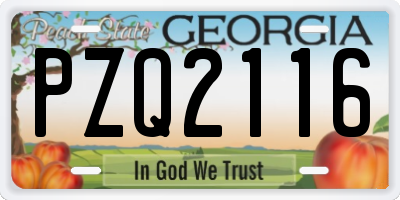 GA license plate PZQ2116