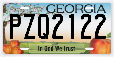 GA license plate PZQ2122