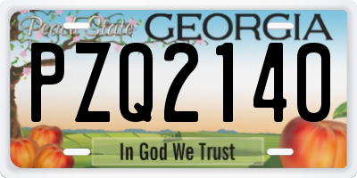 GA license plate PZQ2140