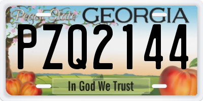 GA license plate PZQ2144